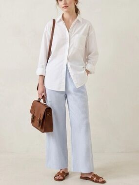 Petal & Pup Blue Seersucker Wide Leg Pants